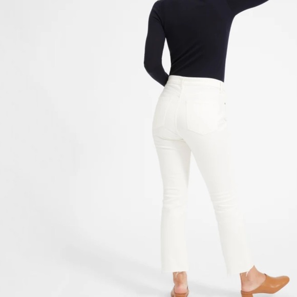 Everlane The Kick Crop Jean High Rise Raw Hem Bone White 24 Regular - Picture 3 of 13